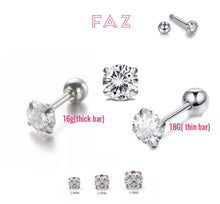Load image into Gallery viewer, 2Pcs Solid Surgical Steel Ball Back Ear Nose Pin Tragus Cartilage Helix Dainty Cubic Zircon 16G, 18G, 20G Minimalist Stud Earrings (2mm)