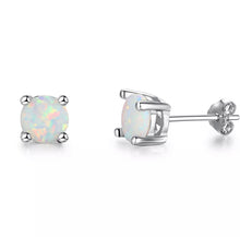 Cargar imagen en el visor de la galería, 18K Rose Gold Plated Round Opal Stud Earrings
