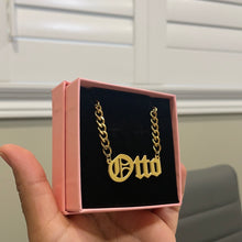 Load image into Gallery viewer, 18K Bold Cuban Custom Name Necklace-Old English Font 5mm Cuban