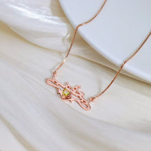 Load image into Gallery viewer, 18K Heart Stone Wave Name Necklace in any Language