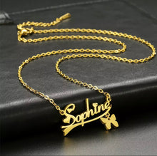 Load image into Gallery viewer, 18K Custom Butterfly Name Necklace
