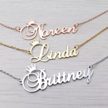 Load image into Gallery viewer, 18K Custom Name+Crown Necklace
