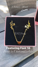 Load image into Gallery viewer, 2 Name Crown Heart Necklace