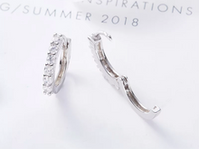 Load image into Gallery viewer, S925 Sterling Silver 6 Stone Diamond Hoop Earrings