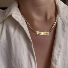 Load image into Gallery viewer, 18K Bold Cuban Custom Name Necklace-Old English Font 5mm Cuban