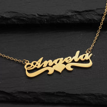 Load image into Gallery viewer, 18K FAZ Bold Heart wave Name necklace