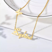 Load image into Gallery viewer, 18K Custom Butterfly Charm Name Necklace