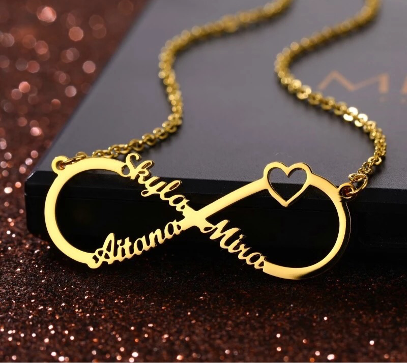 Gold infinity name deals necklace