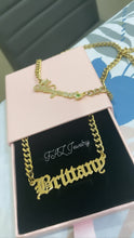 Load image into Gallery viewer, 18K Bold Cuban Custom Name Necklace-Old English Font 5mm Cuban