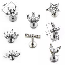 Load image into Gallery viewer, 1Pc Solid 316L Surgical Steel Labret Flower Leaf Cartilage Stud Earrings
