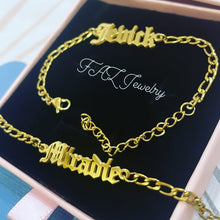 Load image into Gallery viewer, Figaro Name Bracelet Old English Font