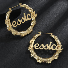 Load image into Gallery viewer, 18K Custom Bamboo Hoop Earrings
