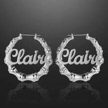 Load image into Gallery viewer, 18K Custom Bamboo Hoop Earrings