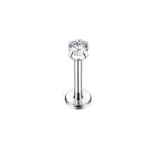 Load image into Gallery viewer, 316L Surgical Steel Labret Cartilage Tragus Helix Ear Lip Nose internally Threaded 16G CZ Stud Earrings