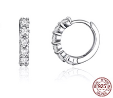 Load image into Gallery viewer, S925 Sterling Silver 6 Stone Diamond Hoop Earrings