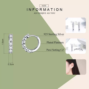 S925 Sterling Silver 6 Stone Diamond Hoop Earrings