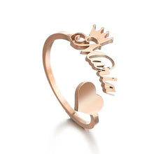 Load image into Gallery viewer, 18K Gold Custom Heart Crown Name Ring