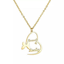 Load image into Gallery viewer, 18K Custom Butterfly Couple Heart Necklace