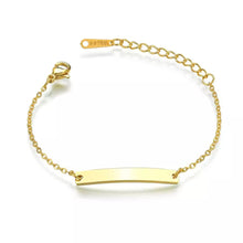 Load image into Gallery viewer, Custom Engraved Thin Bar Child Adult Bracelet