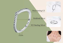 Load image into Gallery viewer, 925 Sterling Silver CZ Thin V-Band Layer Ring