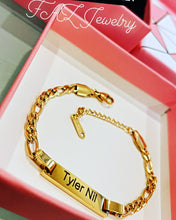 Load image into Gallery viewer, 18K Custom Baby Kids Bar Engraved Bracelet