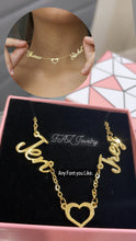 Cargar imagen en el visor de la galería, 18K Custom 2 Name Heart Necklace