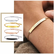 Load image into Gallery viewer, Custom Engraved Thin Bar Child Adult Bracelet