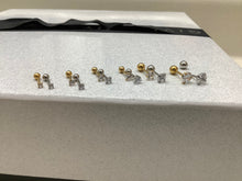 Load image into Gallery viewer, Ball Screw Back CZ Diamond Stud Earrings Cartilage Helix Tragus 16G 18G