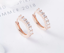 Load image into Gallery viewer, S925 Sterling Silver 6 Stone Diamond Hoop Earrings