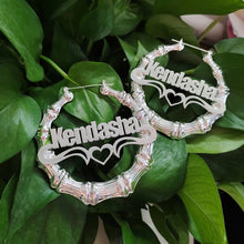 Load image into Gallery viewer, 18K Custom Bamboo Hoop Earrings