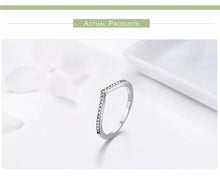 Load image into Gallery viewer, 925 Sterling Silver CZ Thin V-Band Layer Ring