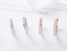 Load image into Gallery viewer, S925 Sterling Silver 6 Stone Diamond Hoop Earrings