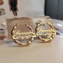 Load image into Gallery viewer, 18K Custom Bamboo Hoop Earrings