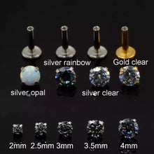 Load image into Gallery viewer, 316L Surgical Steel Opal Labret Ear Nose Lip Stud Earrings