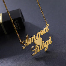 Load image into Gallery viewer, FAZ custom Couple 2 Name Heart Necklace