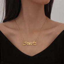 Load image into Gallery viewer, 18K FAZ Bold Heart wave Name necklace