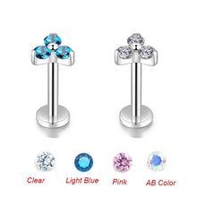 Load image into Gallery viewer, 316L Surgical Steel Triangle 3 Stone Opal Labret Earrings
