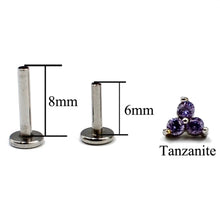 Load image into Gallery viewer, 316L Surgical Steel Triangle 3 Stone Opal Labret Earrings