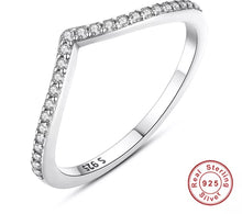 Load image into Gallery viewer, 925 Sterling Silver CZ Thin V-Band Layer Ring