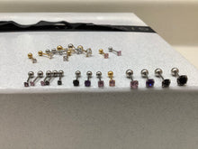 Load image into Gallery viewer, Ball Screw Back CZ Diamond Stud Earrings Cartilage Helix Tragus 16G 18G