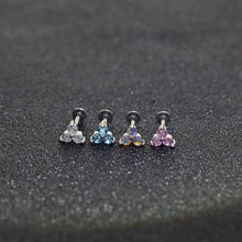 Load image into Gallery viewer, 316L Surgical Steel Triangle 3 Stone Opal Labret Earrings
