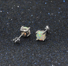 Cargar imagen en el visor de la galería, 18K Rose Gold Plated Round Opal Stud Earrings