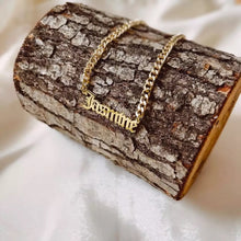 Load image into Gallery viewer, 18K Bold Cuban Custom Name Necklace-Old English Font 5mm Cuban