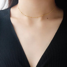 Load image into Gallery viewer, 18K GP Beaded Ball Chain Choker Necklace