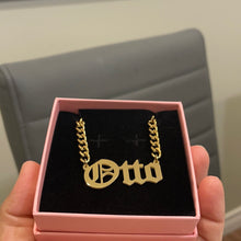 Load image into Gallery viewer, 18K Bold Cuban Custom Name Necklace-Old English Font 5mm Cuban