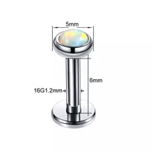 Load image into Gallery viewer, 316L Opal Stud Earrings Lip Nose Labret 16G