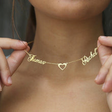 Cargar imagen en el visor de la galería, 18K Custom 2 Name Heart Necklace