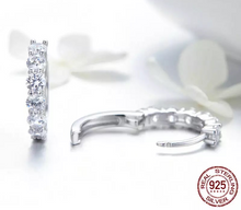 Load image into Gallery viewer, S925 Sterling Silver 6 Stone Diamond Hoop Earrings