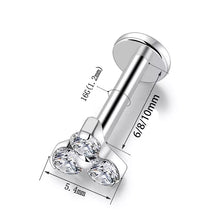 Load image into Gallery viewer, 316L Surgical Steel Triangle 3 Stone Opal Labret Earrings