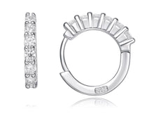 Load image into Gallery viewer, S925 Sterling Silver 6 Stone Diamond Hoop Earrings